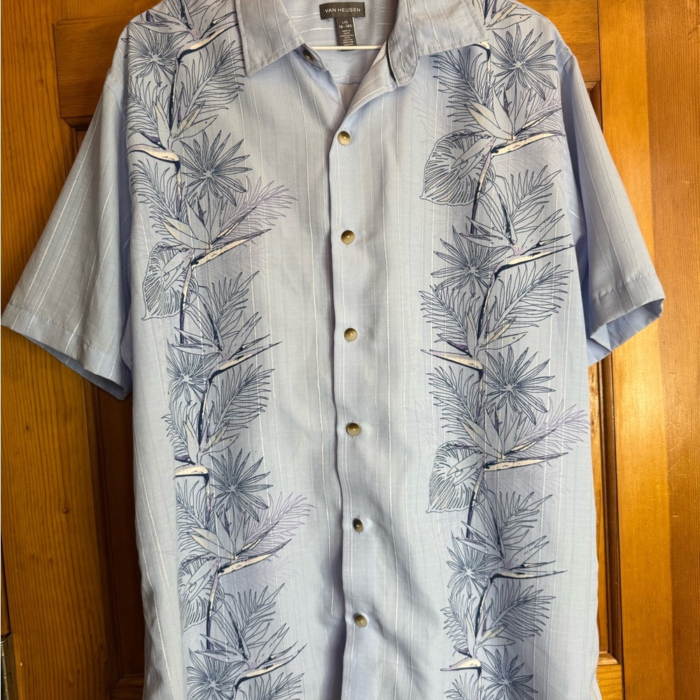 Van Heusen Light Blue Leaf Print Shirt